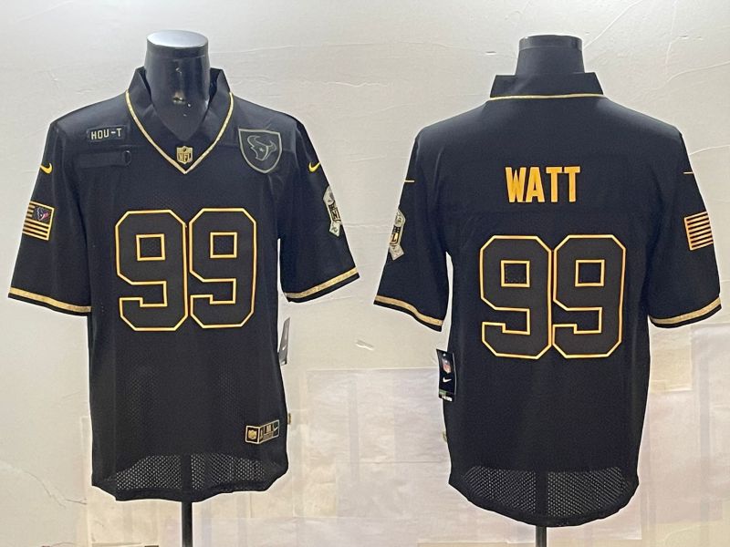 Men Houston Texans #99 Watt Black Gold 2024 Nike Limited NFL Jersey style 0108